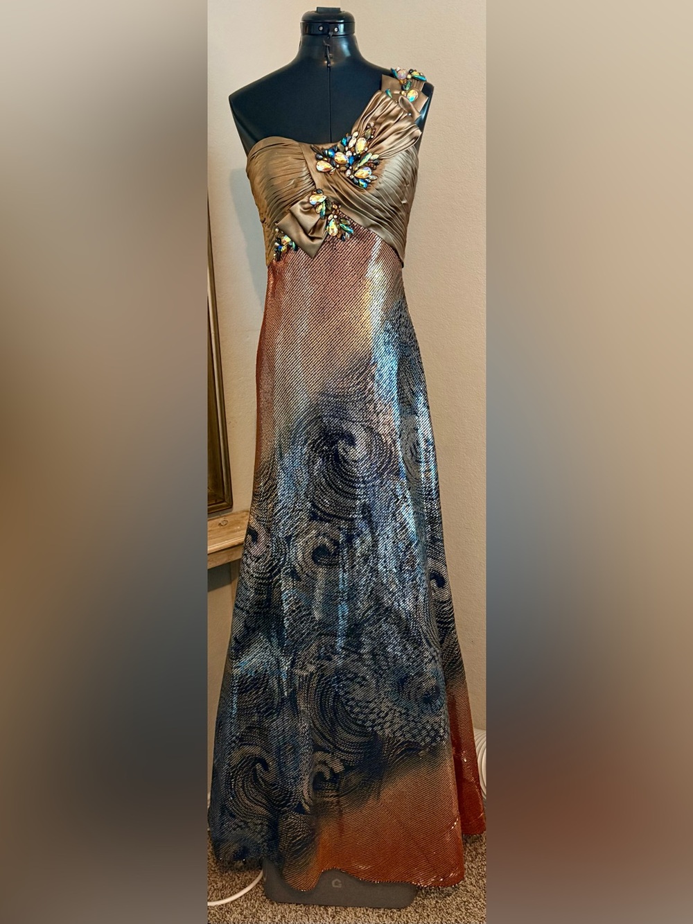 Blush Prom Dress Size 8 One Shoulder Beaded Ombre Sequin  Evening Gown